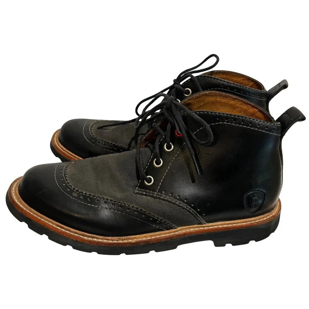Boston Boot Co Mens Black two tone Leather Wingtip Chukka Boots Sz 8.5 urban